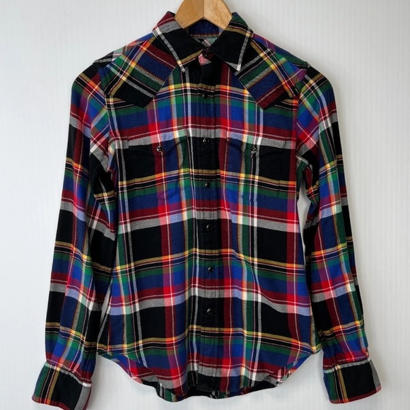 Ralph Lauren Flannel Plaid Button Front Long Sleeve - Picture 2 of 6